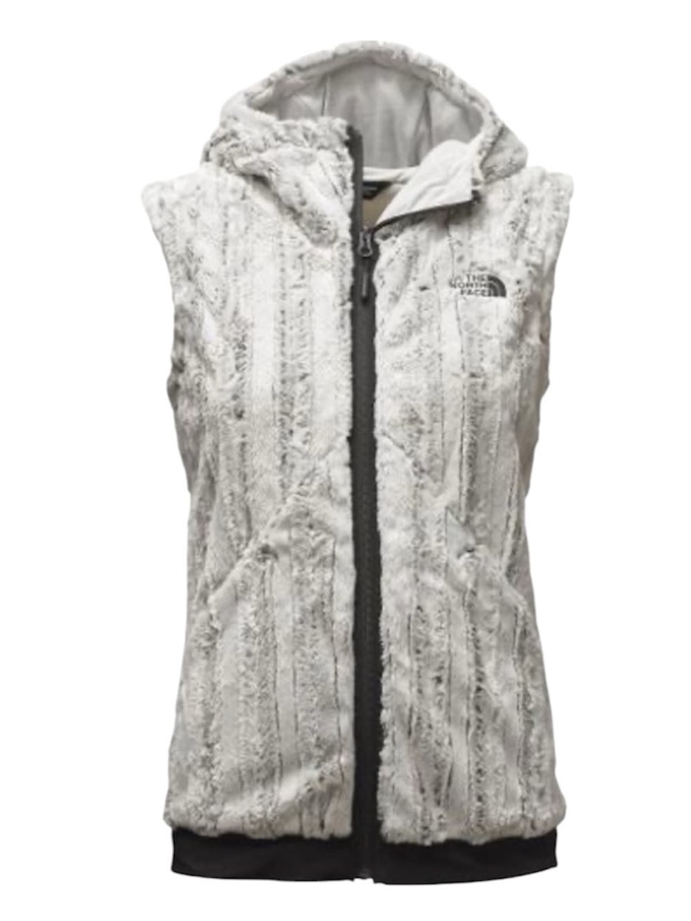 The North Face Furlander Faux Fur Hooded Vest Jacket Women's Large Green Cream